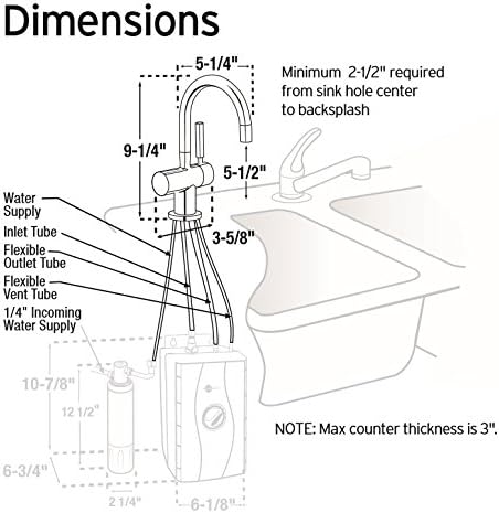 InSinkErator F-HC3300SN Modern Instant Hot & Cold Water Dispenser - Faucet Only, Satin Nickel