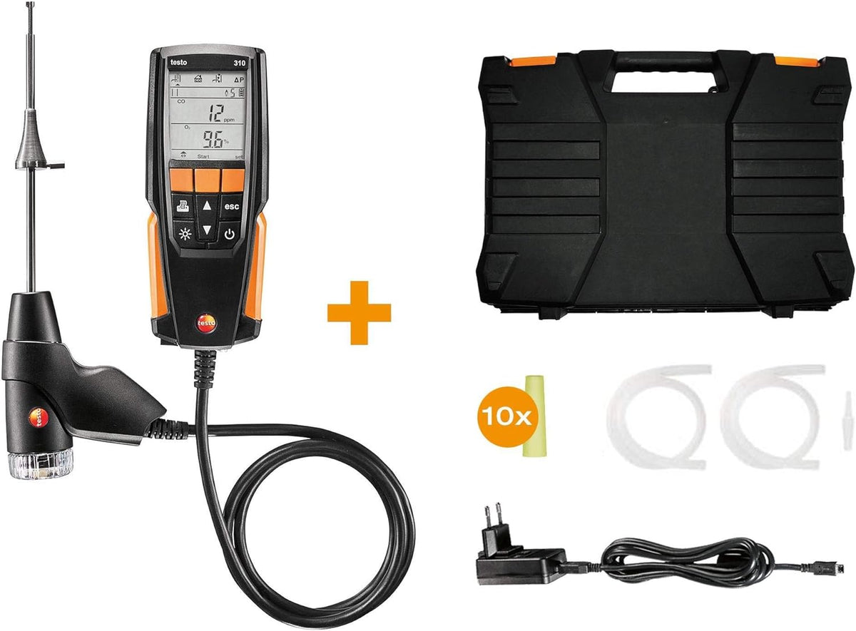 Testo 310 I Residential Combustion Analyzer Kit I Flue Gas Detector Set for Heating Systems