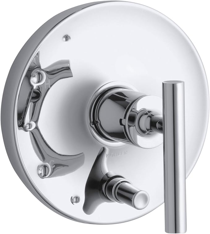 KOHLER T14501-4-CP Purist Rite-Temp Pressure-Balancing Trim with Lever Handles, Valve not Included, one-size, Polished Chrome