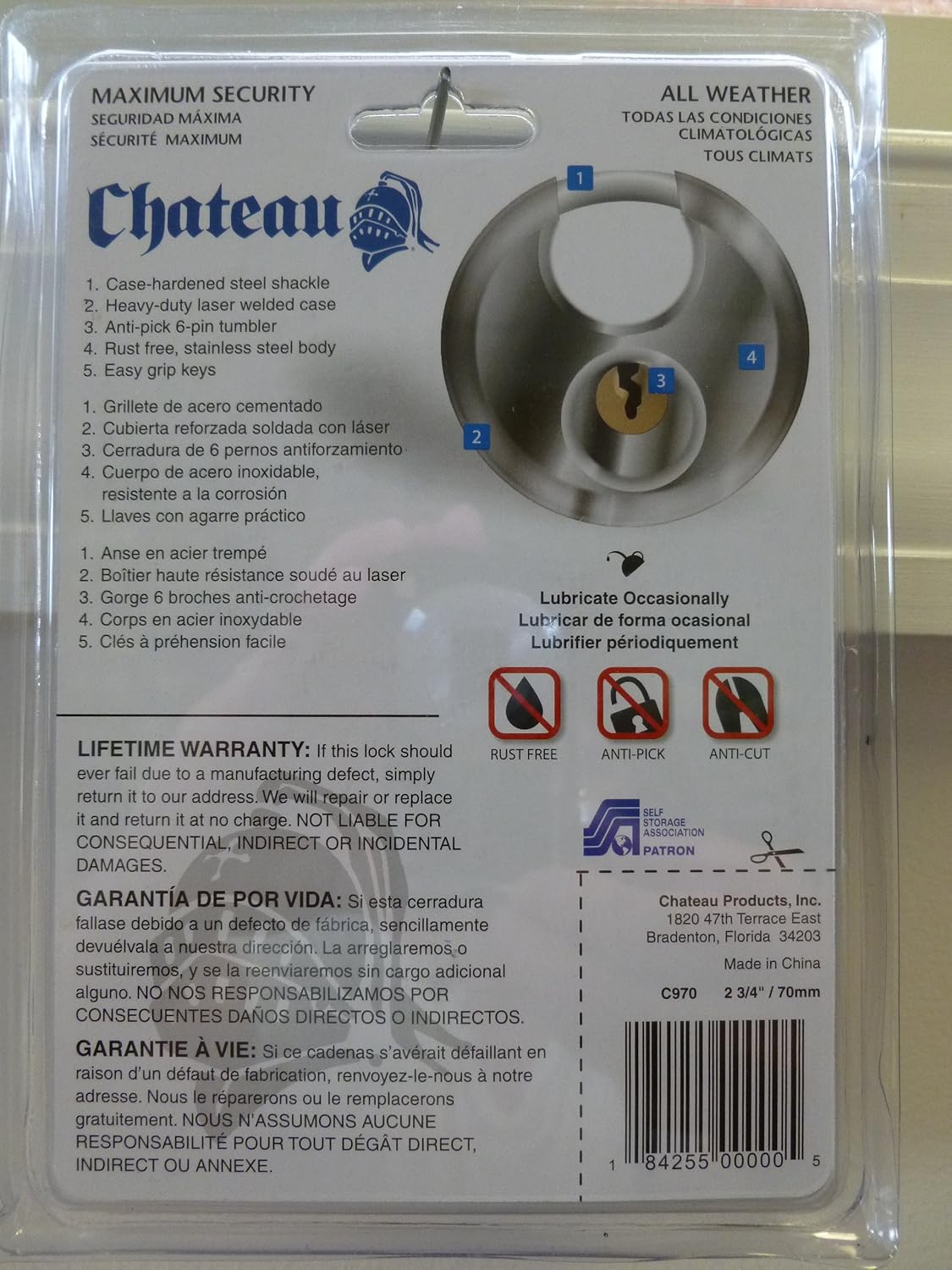 Chateau Heavy Duty Stainless Steel Round Disc Lock