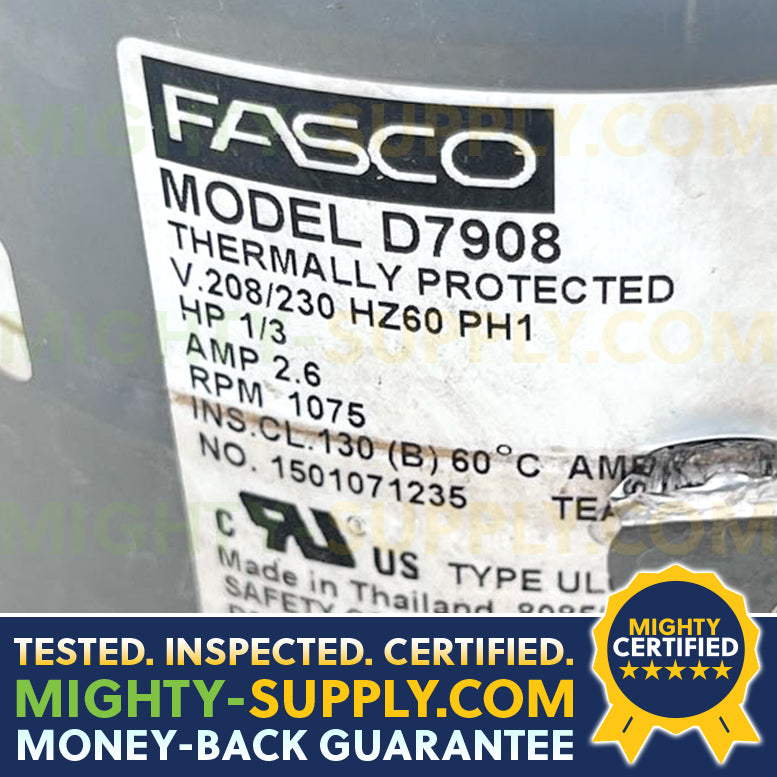 Fasco D7908 5.6-Inch Condenser Fan Motor, 1/3 HP, 208-230 Volts, 1075 RPM, 1 Speed, 2.6 Amps, Totally Enclosed, Reversible Rotation, Ball Bearing