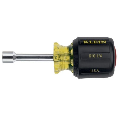 Klein 610-1/4M - 1/4" Magnetic Tip Nut Driver - Hollow Shaft, Red, 1 1/2" Shaft Length