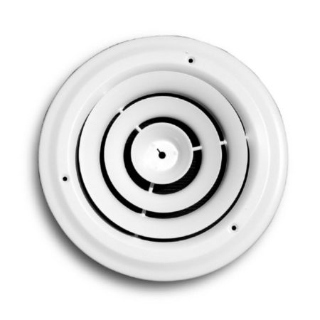 TRUaire 800-10 - Steel Round Ceiling Diffuser, White, 10"