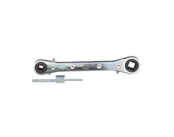 TRADEPRO® TP70022 - Reversible Ratchet Wrench (). Square opening with 1/4" and 3/16" at one end; 3/8" and 5/16" at other end.