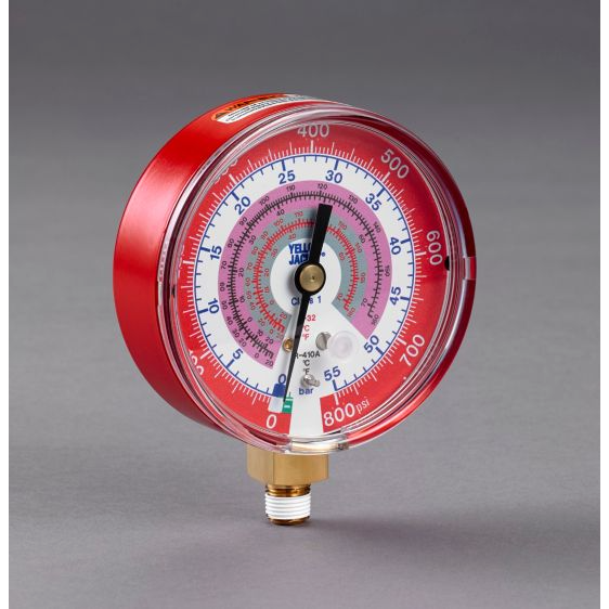 Yellow Jacket 49159 - 3 1/8" Red Pressure Gauge, R32/410A