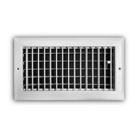 TRUaire 210VM 12X04 - Steel Adjustable 1-Way Wall/Ceiling Register With Multi Shutter Damper, White, 12" X 04"