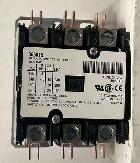 York Contactor 3 Pole  40 FLA 50A RES VAC 50/60 hz S1-02435800000