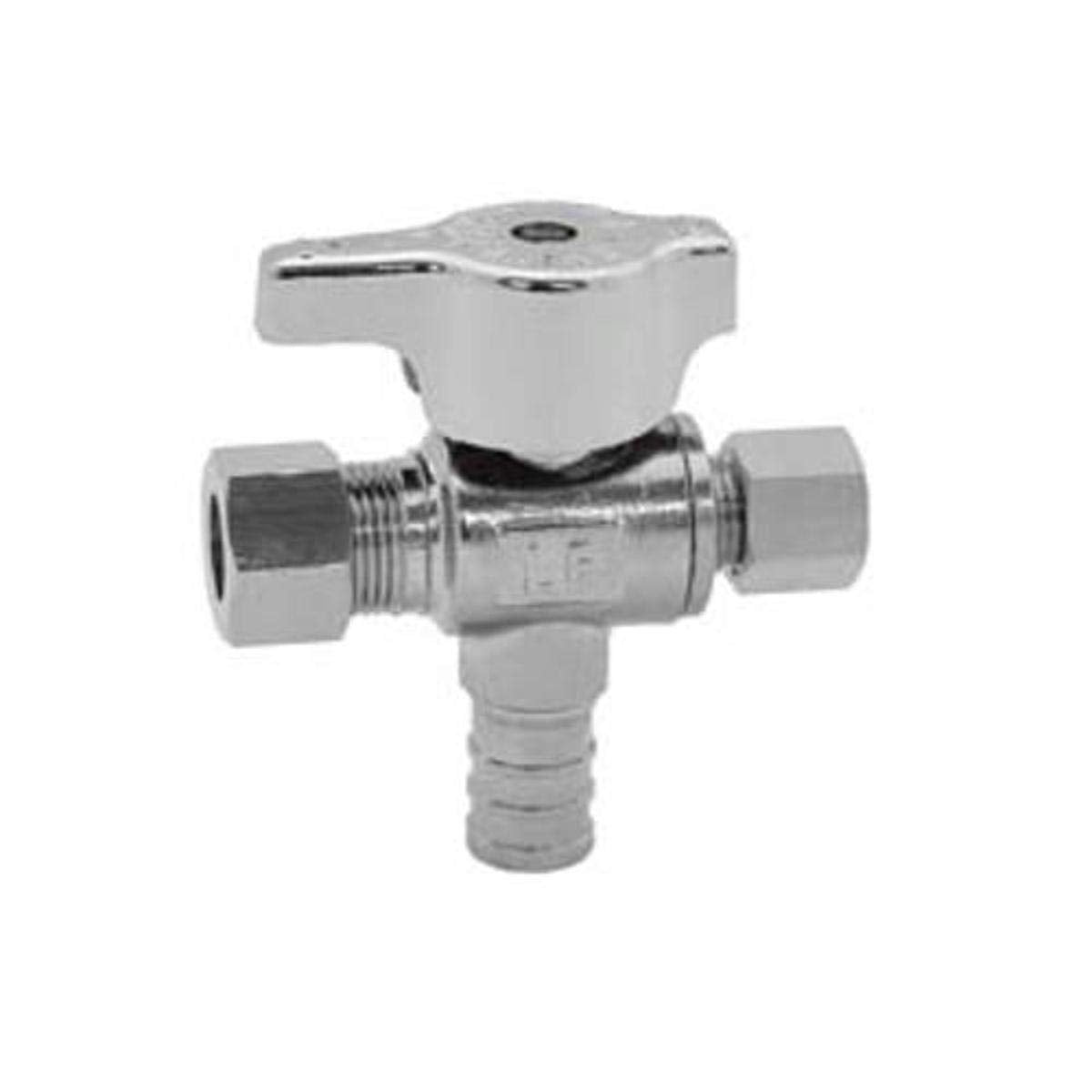 Legend Valve 114-806NL 1/4 Turn Chrome Brass Dual Outlet Stop Valve, No Lead, 3x2.4x1.1