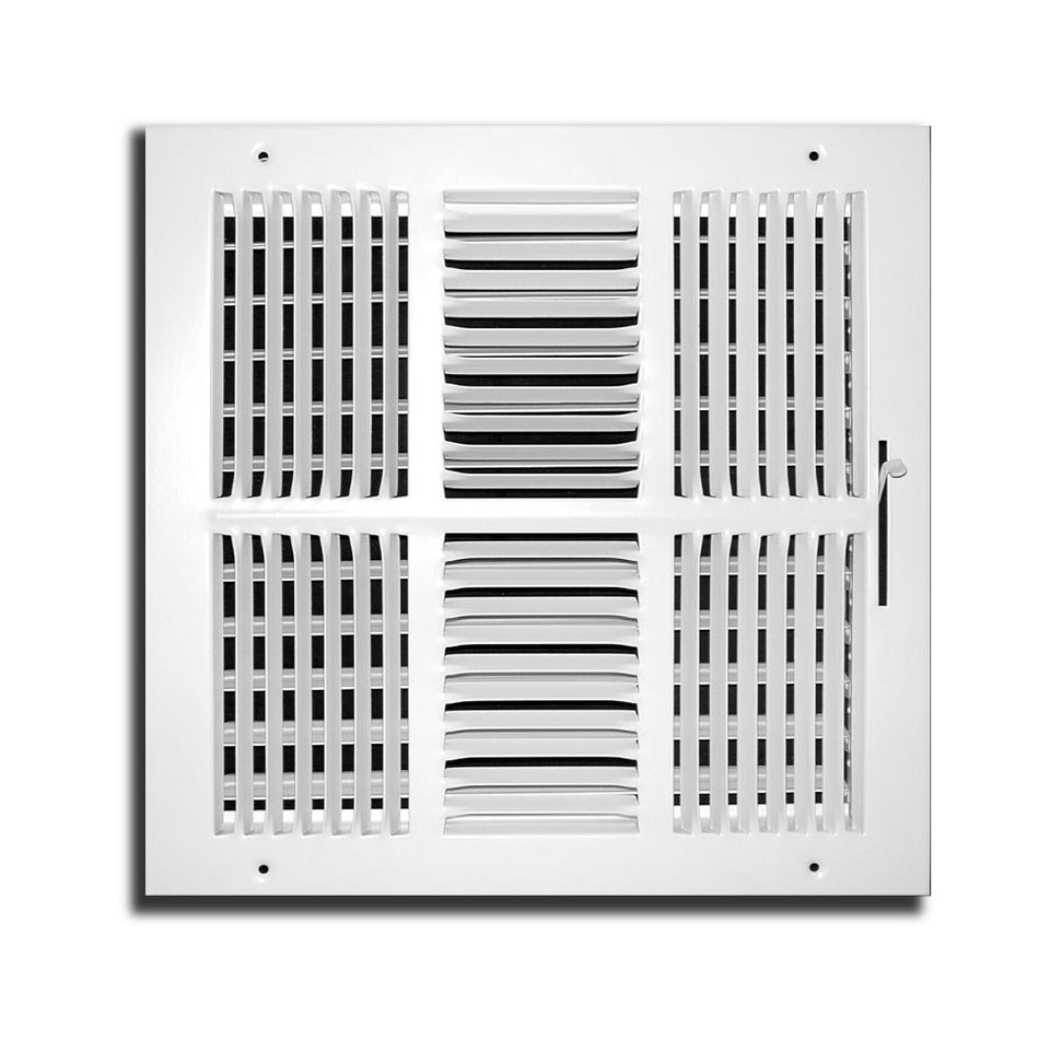 Truaire 104M 12X12 4-Way Supply 12-Inch x 12-Inch Sidewall or Ceiling Register Grille, White