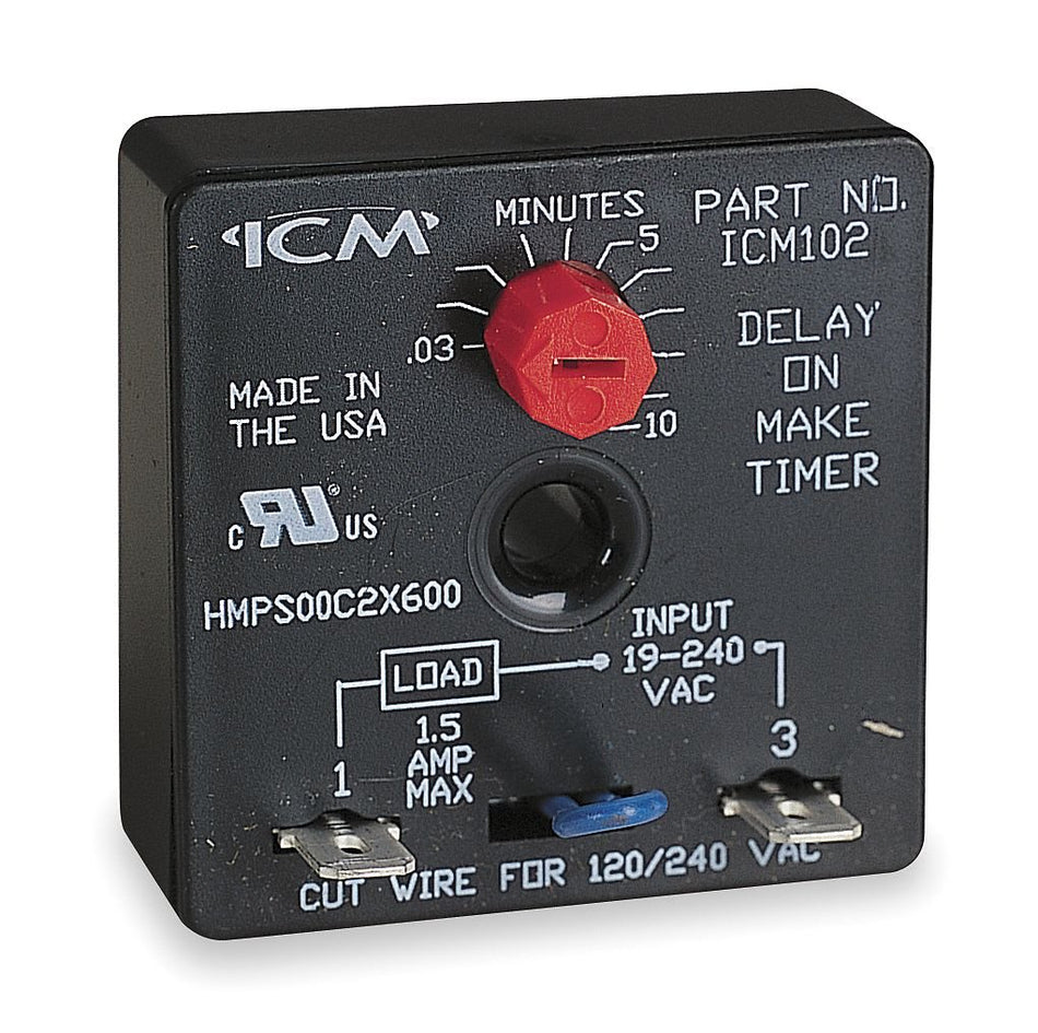 ICM ICM102B - Aftermarket Replacement Adjustable Time Delay - Delay on Make - 6 sec to 8 min